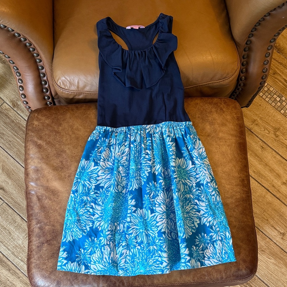 Lilly Pulitzer Girls Little Loranne Dress Sz XL 12-14 Lion in the Sun